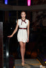 Stripped Exposed Zipper Ruffle Dress