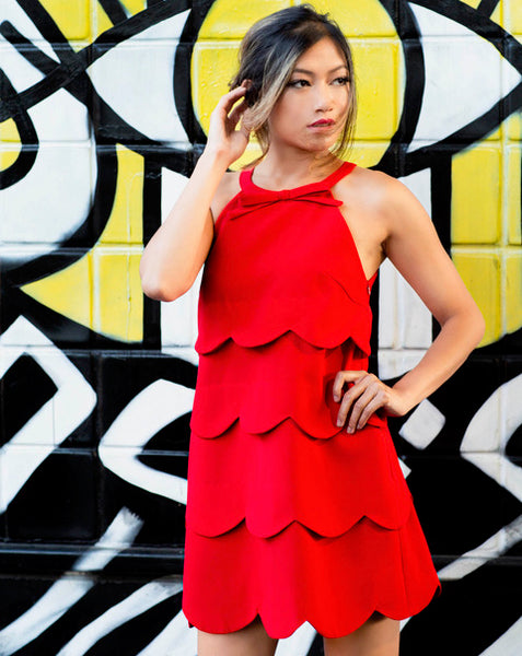 Halter Scallop A-line Dress – Soodee