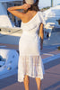 Embroidery lace  asymmetrical one shoulder