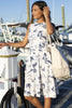 Printed linen wrap dress