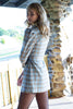 Puffy Sleeves Asymmetrical Plaid Jacket/dress