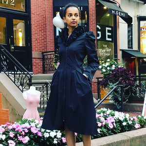 Ruffled Collar Zip UP Coat/Dress