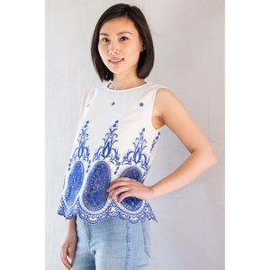 TEST - blue & white top