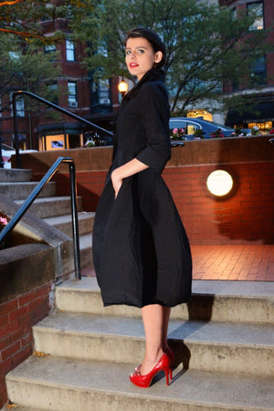 Ribbed 3 Quarter Sleeves Coat/Dress