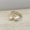 Pearls & Crystal Band Swirl Ring